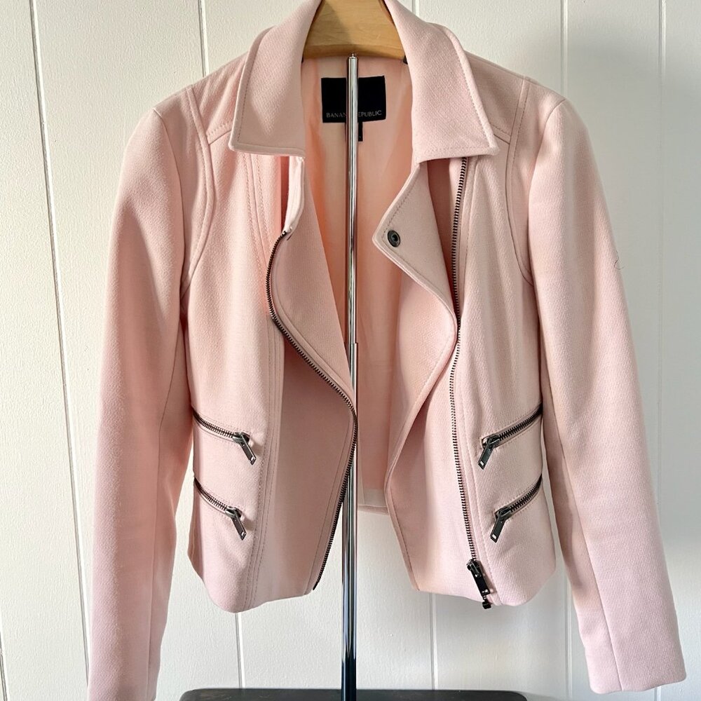 Banana Republic Moto Jacket Light Pink Women's Jacket size 2 Petite